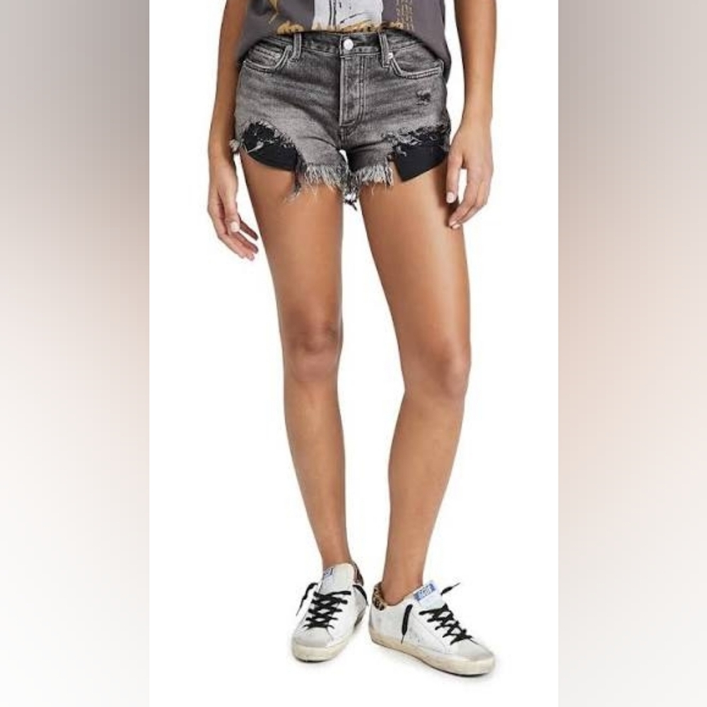 Free People Size 29 Distressed Black Jean Shorts